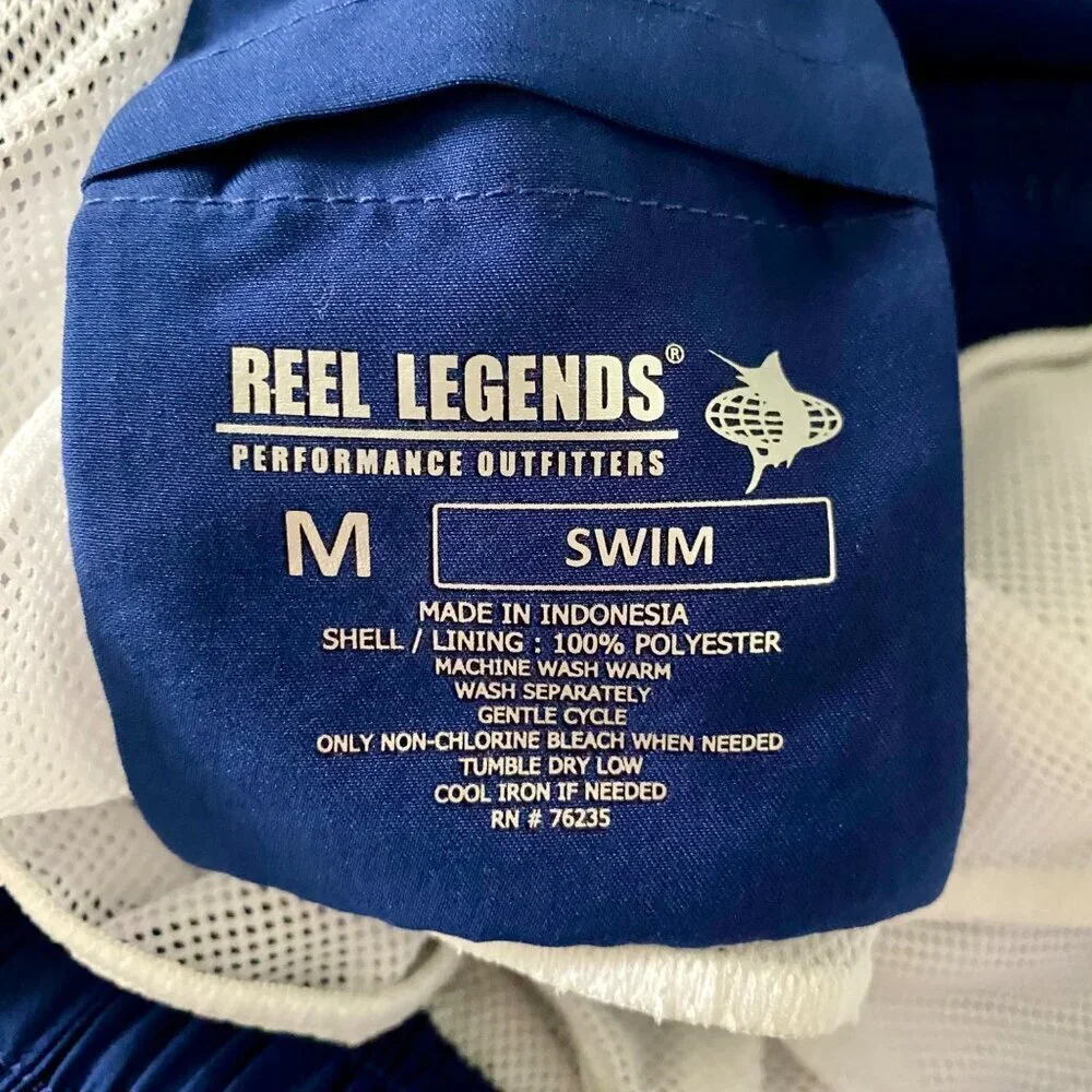 Reel Legends Performance Outfitters Solid Blue Swim Trunks Men's Medium NEW